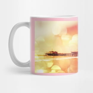 Yellow Pink Bokeh Santa Monica Pier Mug